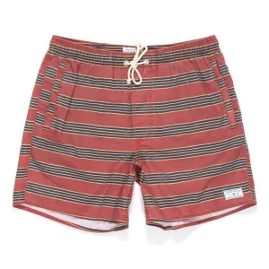 Afends Mens Baywatch - Red Stripe - Swim Shorts