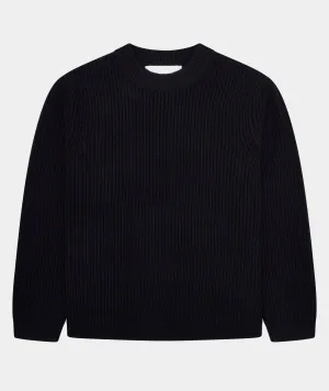 Boxy Wool Knit - Navy