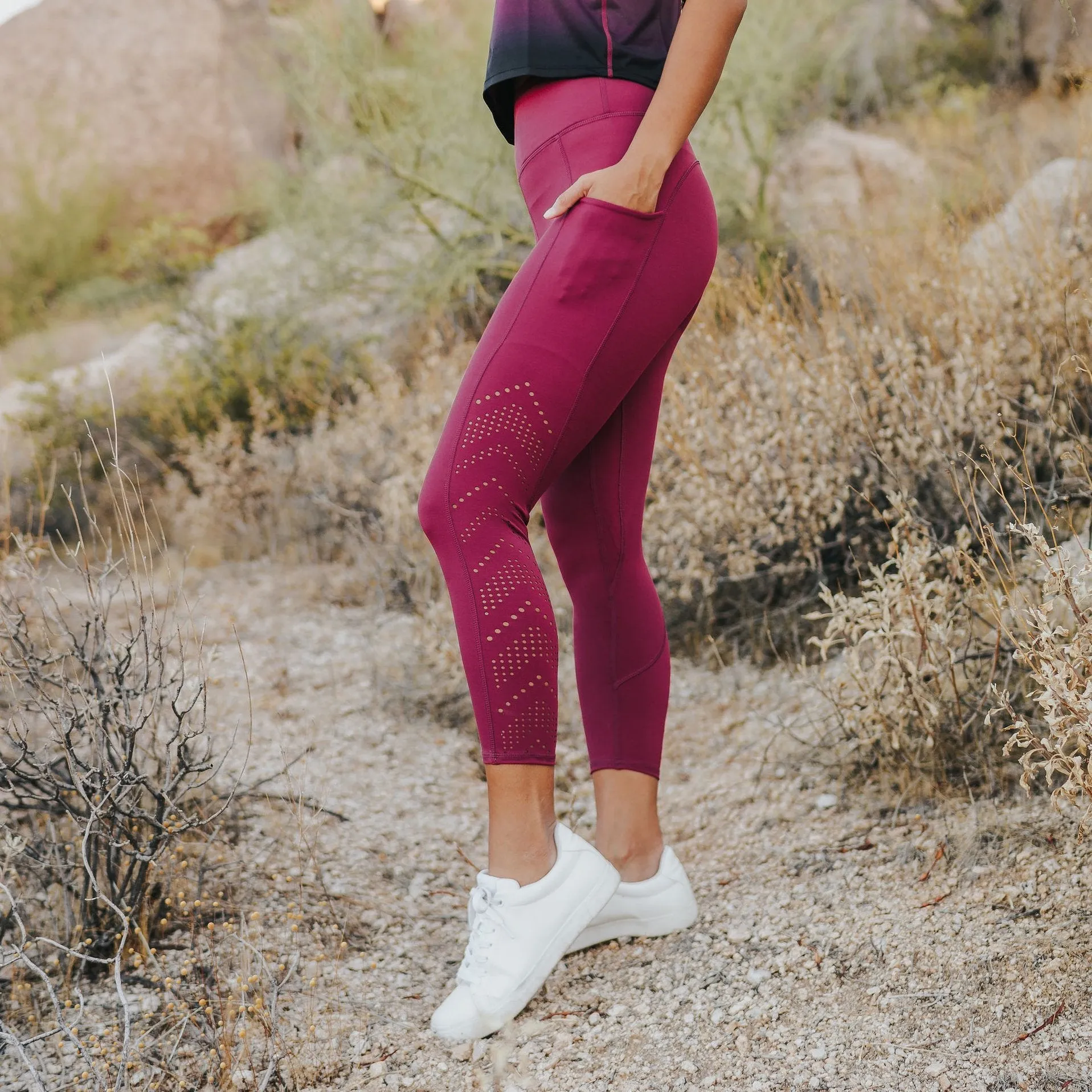 Denali Laser Cut Capris - Merlot