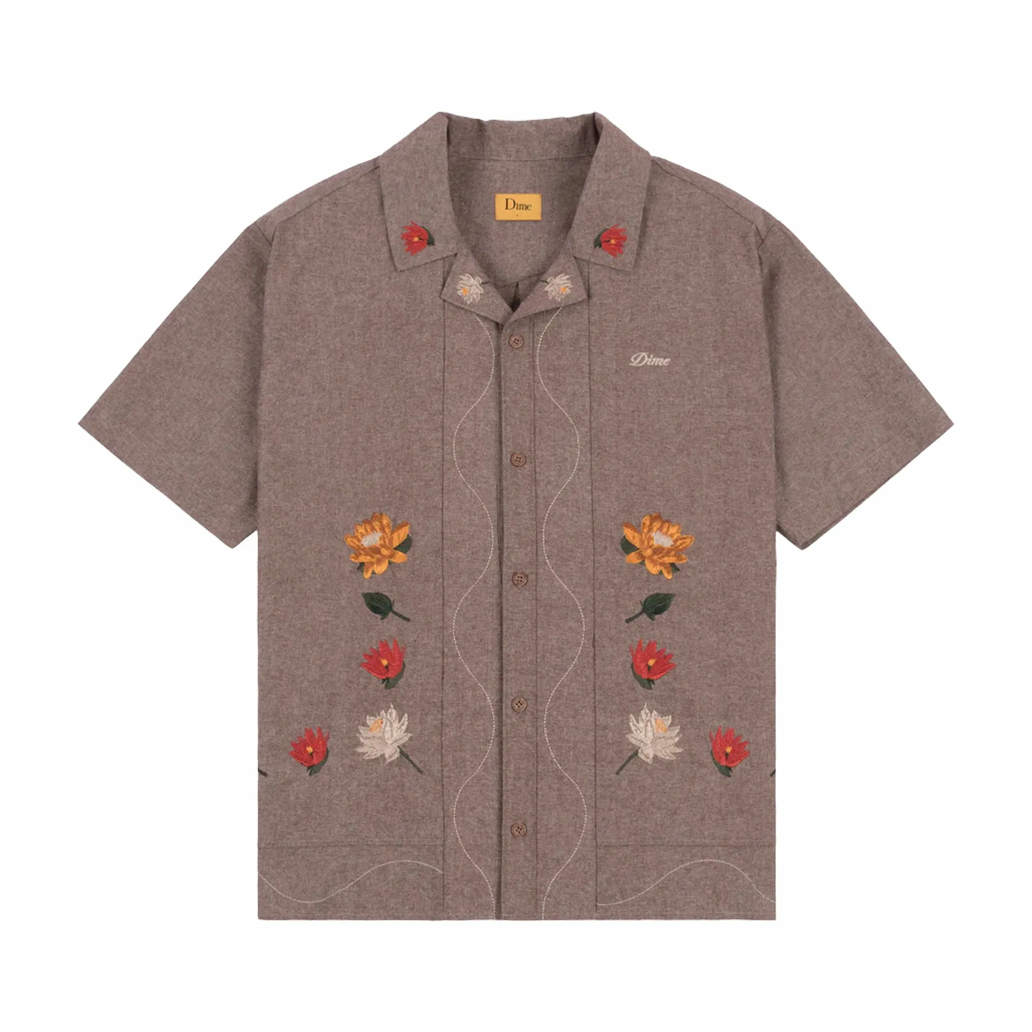 Dime Lotus Button Up SS (Heather Brown)