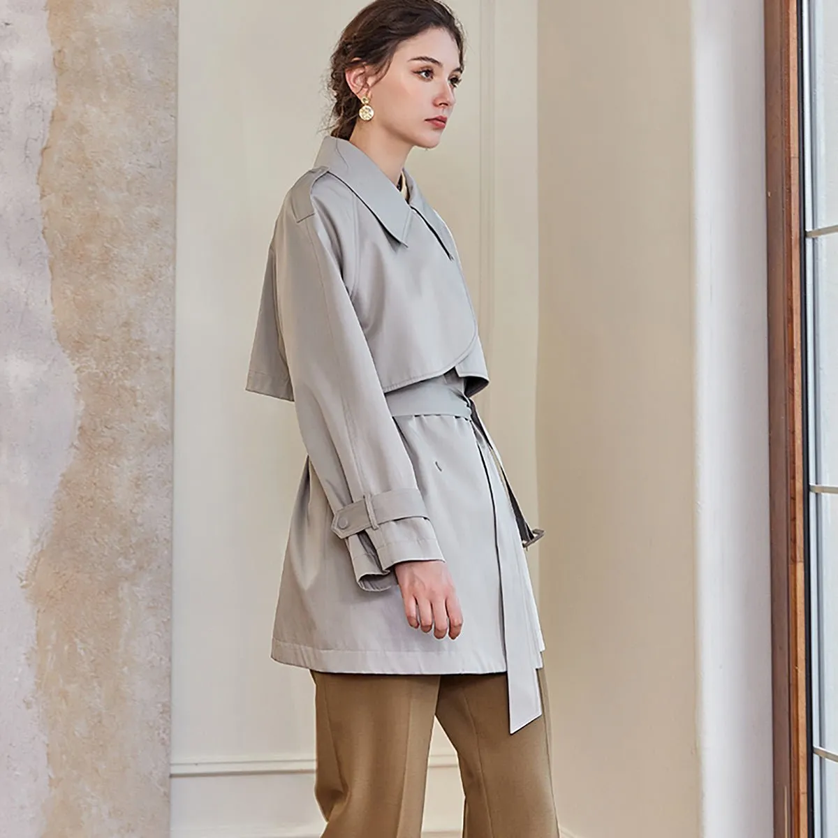 Effortless Mid-Length Gray Trench Coat