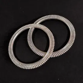 German Silver Designer Bangles for Girls, Silver