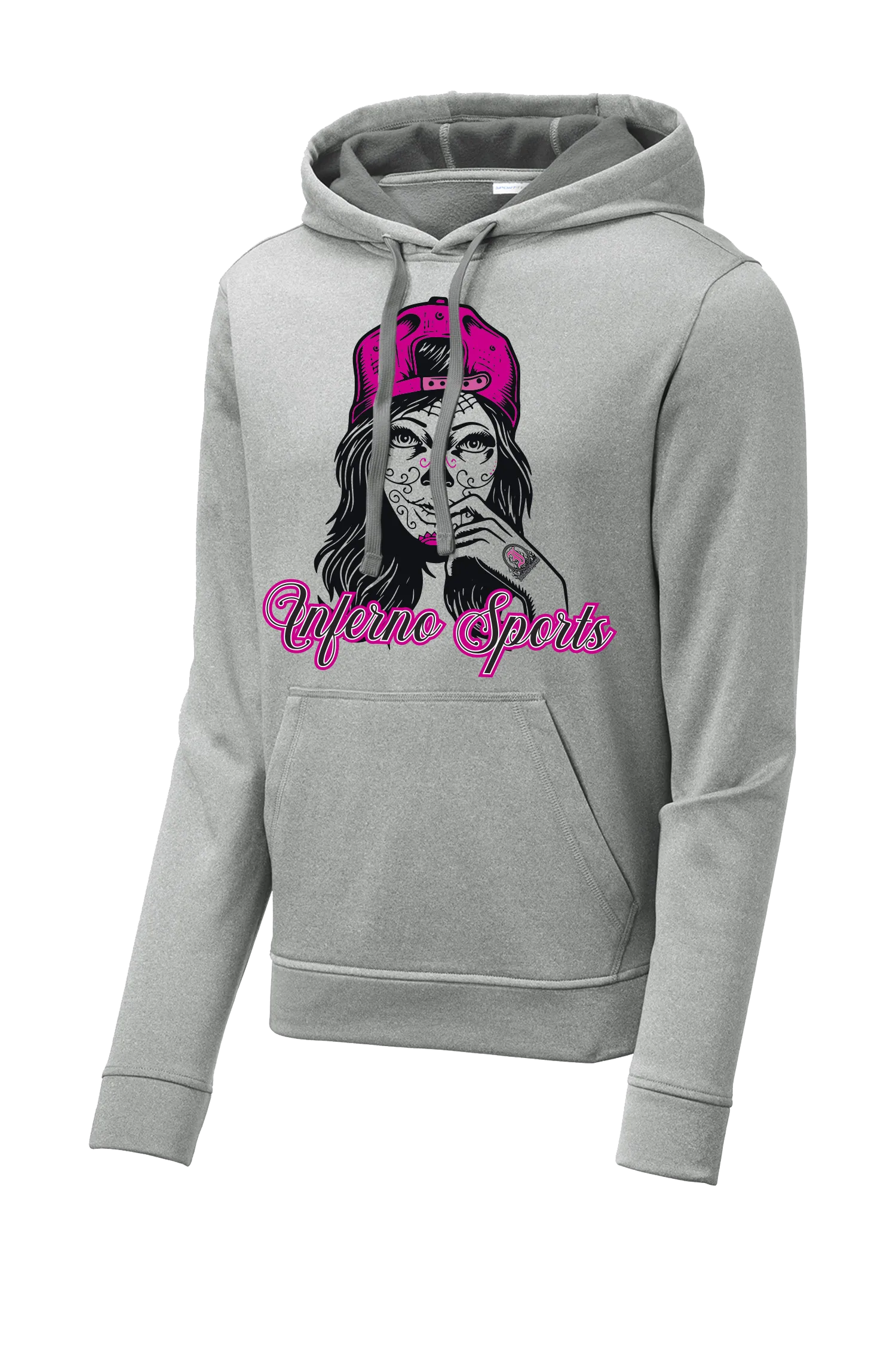 Inferno Sports Heather Fleece Hooded Pullover - Sugar Skull