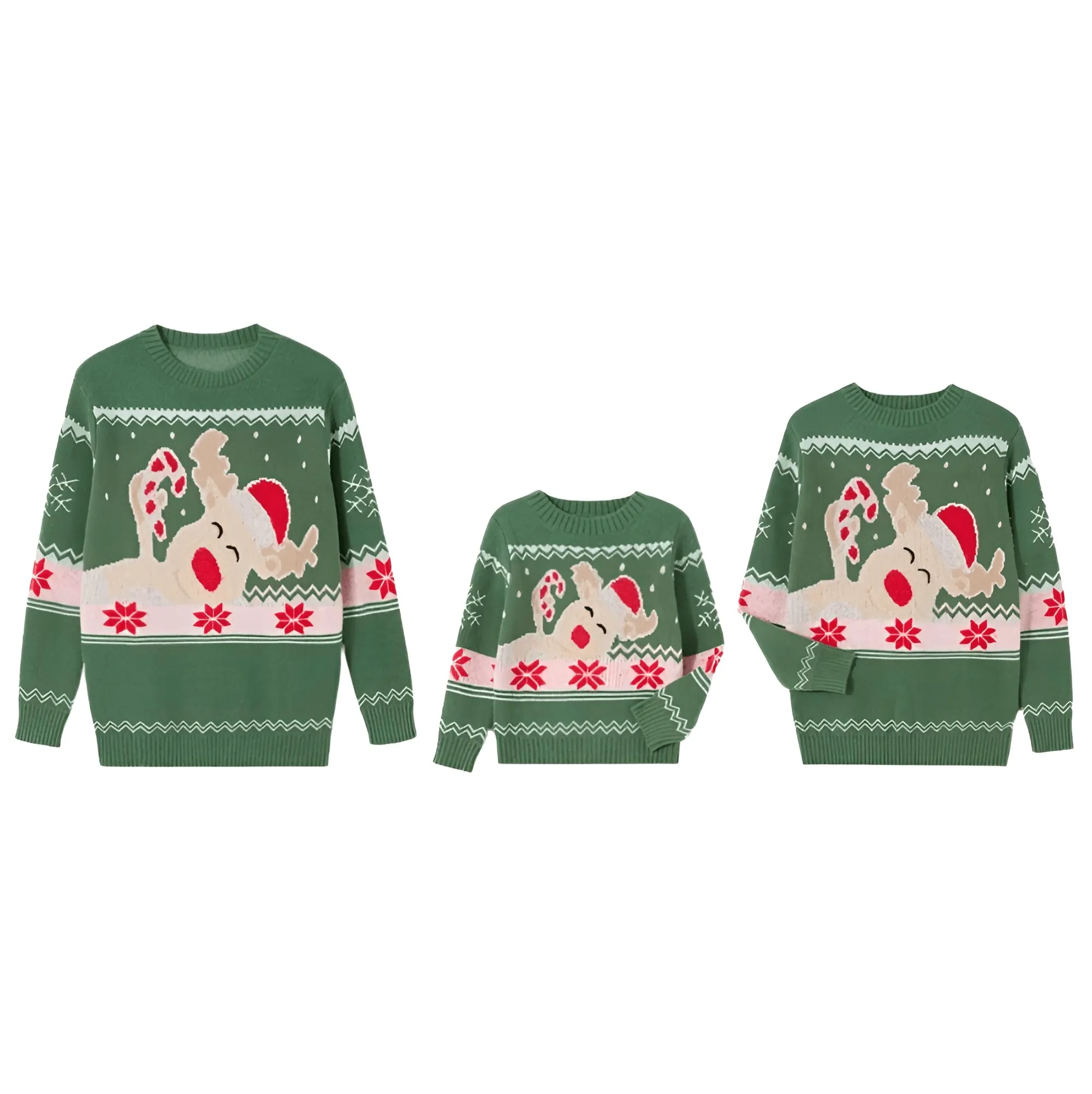 Matching Christmas Sweaters Family Adult Kids Cartoon Elk Print Round Neck Long Sleeve Pullover Winter Tops