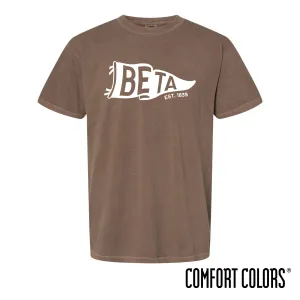 New! Beta Comfort Colors Brown Pennant Short Sleeve Tee