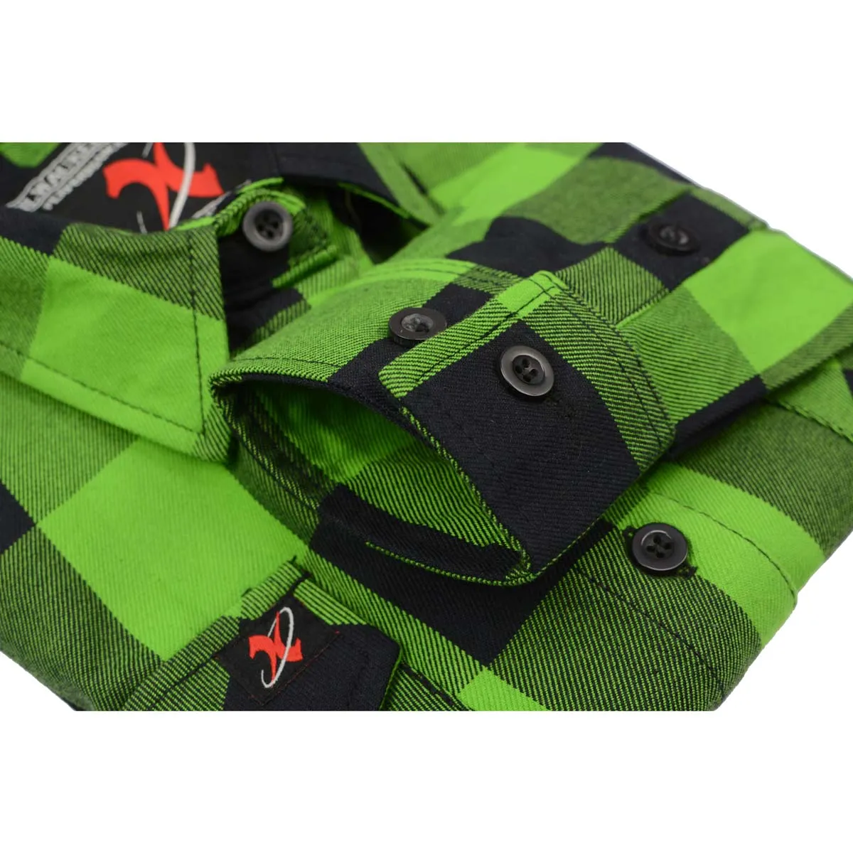 NexGen MNG21606 Women's Casual Lime Green and  Black Long Sleeve Cotton Casual Flannel Shirt