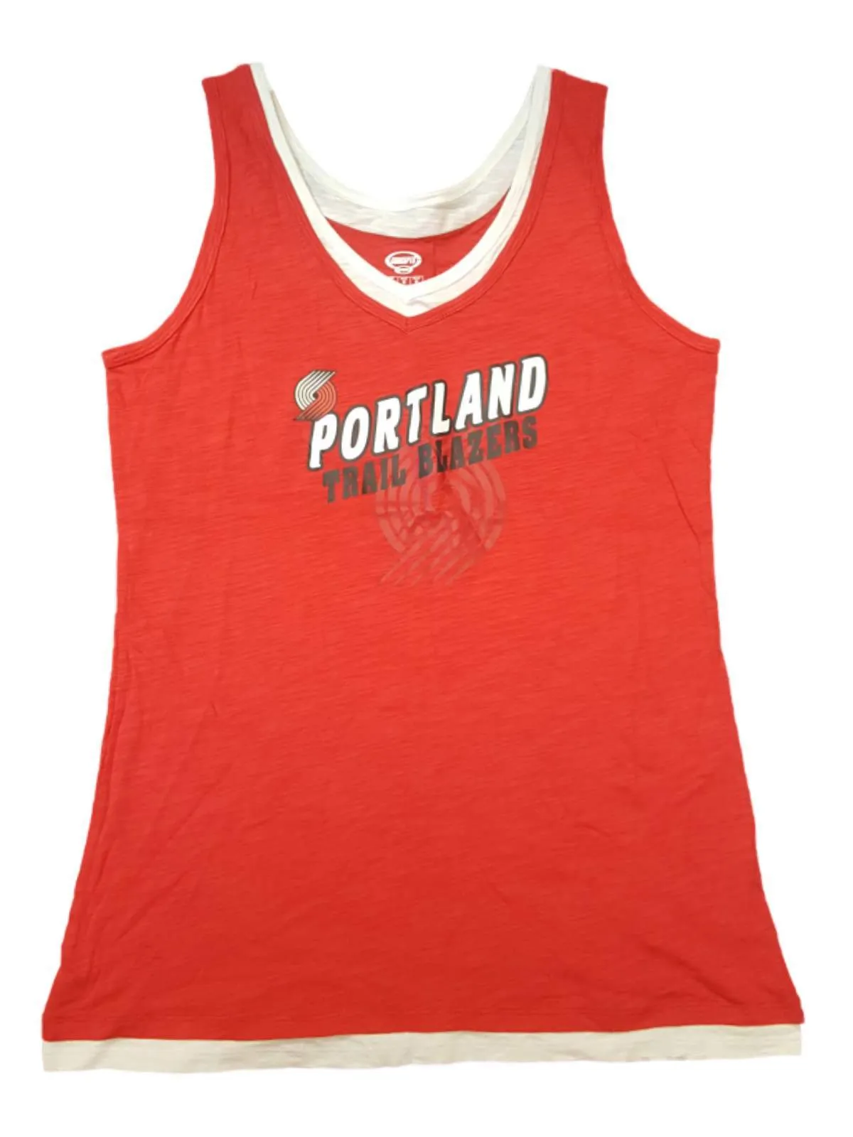 Portland Trail Blazers CS WOMENS Red White Burnout Style Tank Top T-Shirt (M)