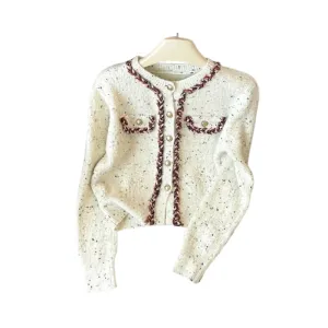 Pre Order: Vintage Button Up O Neck Cropped Knitted Cardigan