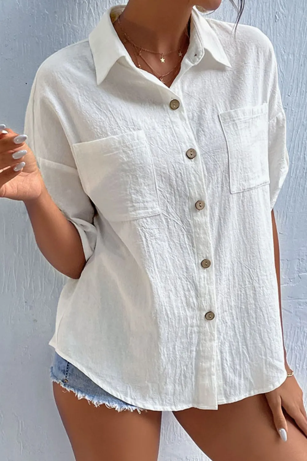 Roll-Tab Sleeve Shirt with Pockets