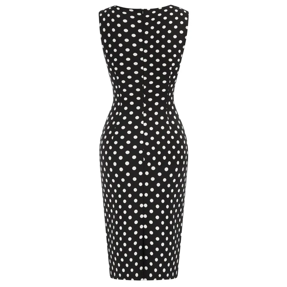 Seckill Offer⌛Vintage Ruched Bodycon Dress Sleeveless Surplice V-Neck Pencil Dress