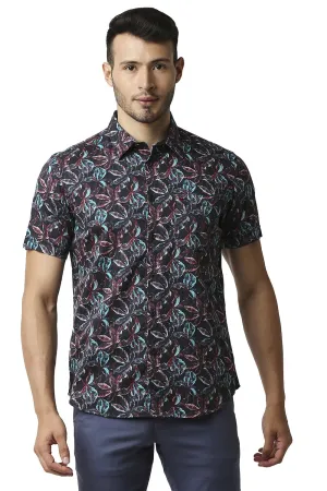 Slim Fit Digital Satin Printed Halfsleeves Shirt