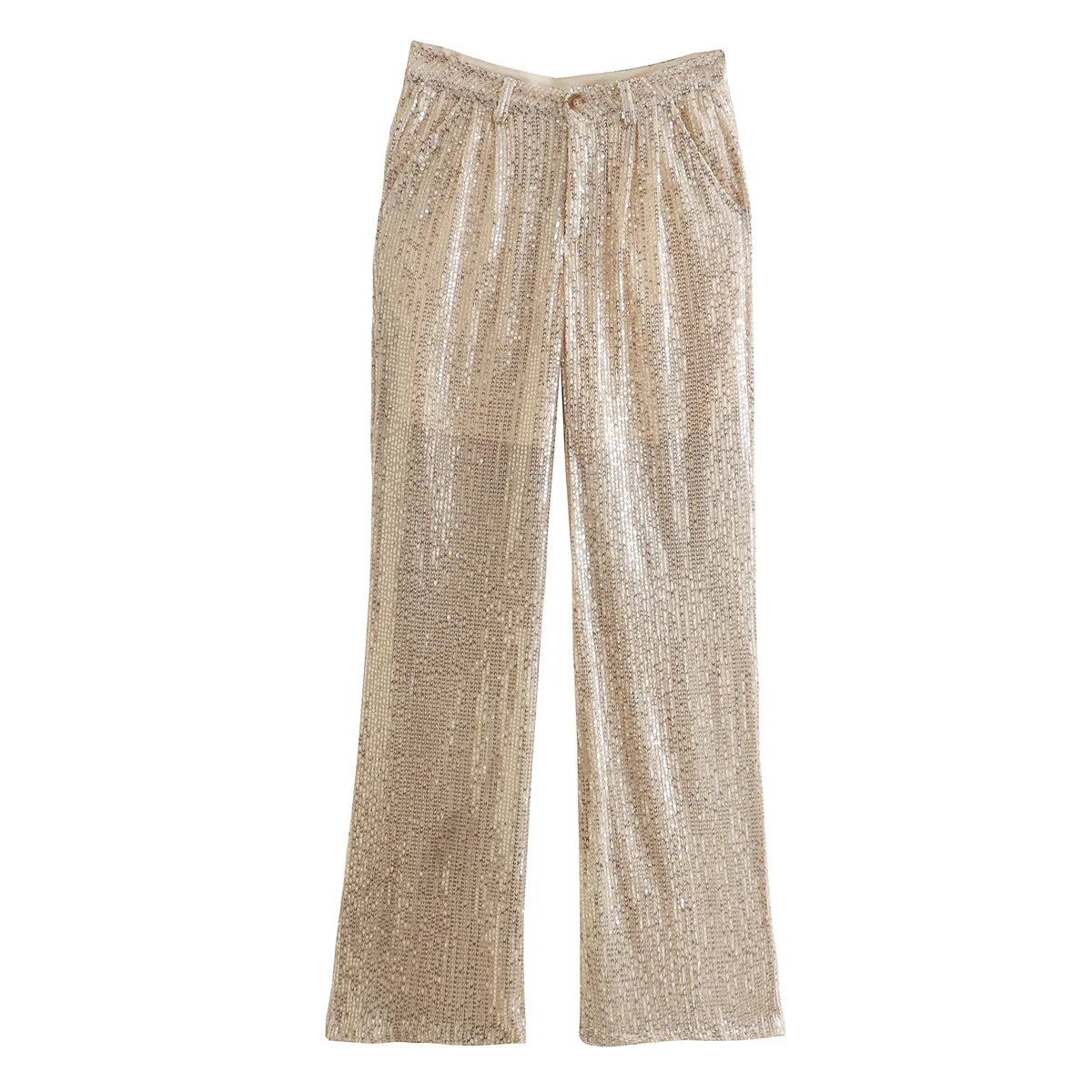 Spring Street Casual All Match Sequined Wide Leg Trousers