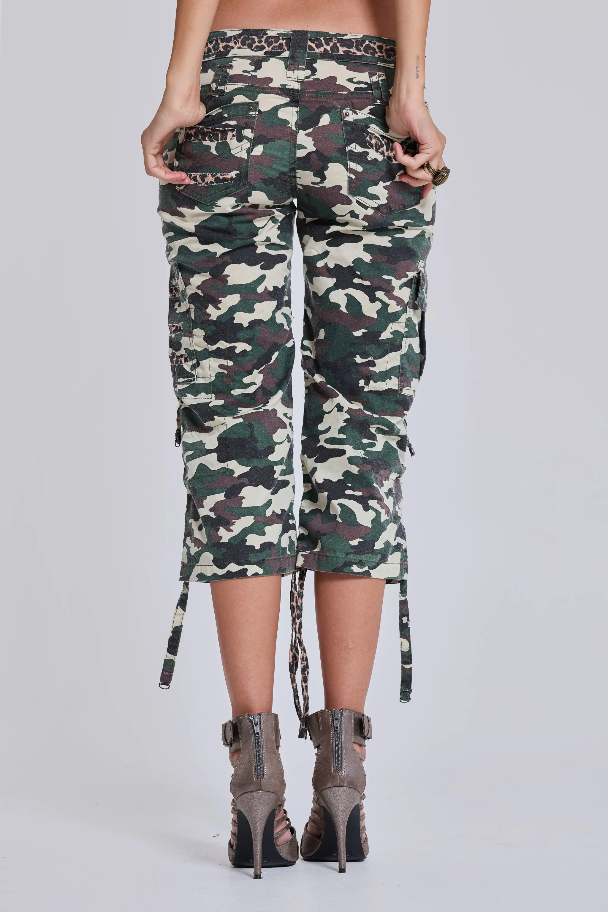 Stella Camo Leopard Cargo Capri Trousers