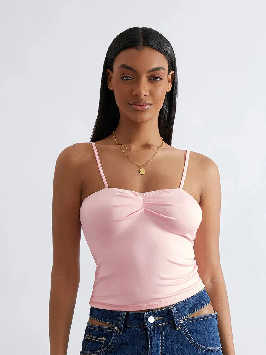 Strap Sleeveless Cute Slim Fit Backless Summer Crop Spaghetti Top