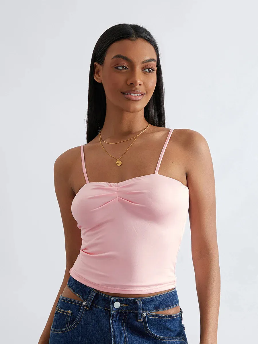 Strap Sleeveless Cute Slim Fit Backless Summer Crop Spaghetti Top