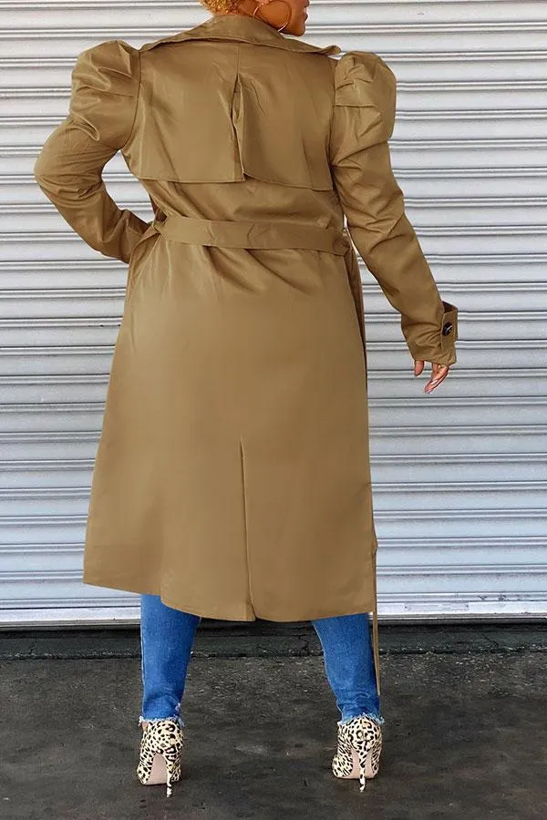 xiangtuibao Solid Color Chic Trench Coat