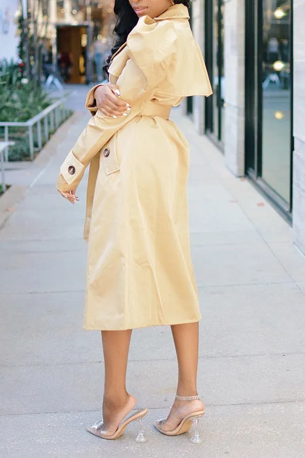 xiangtuibao Solid Color Chic Trench Coat