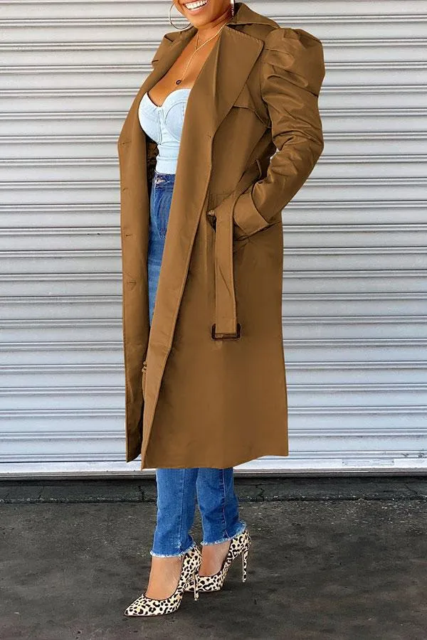 xiangtuibao Solid Color Chic Trench Coat